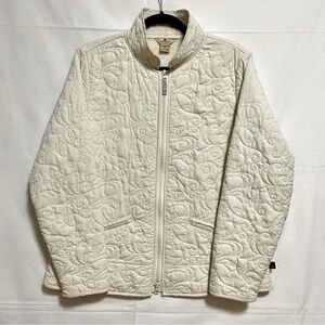 WOOLRICH WOMENS FULL ZIP FLEECE LINED QUILTED JACKET SIZE M COLOUR CREAM